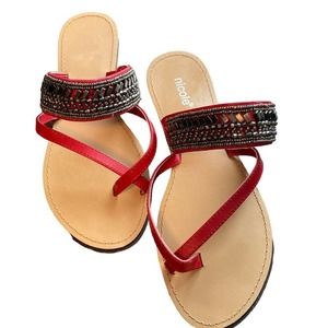 Nicole Red Jeweled Sandals‎